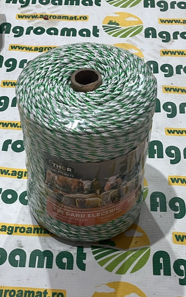 Rola Fir Alb-Verde fi 2.5mm Insertie Metalica 4x0.2mm SS, Rezistenta 7 Ohm/m, 500m Gard Electric