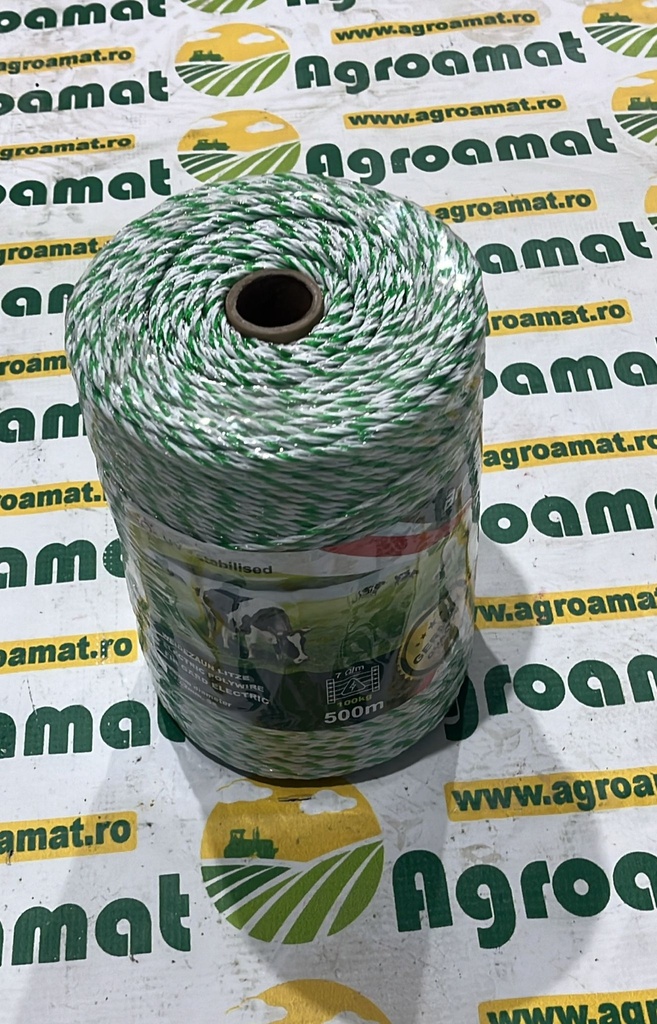 Rola Fir Alb-Verde fi 2.5mm Insertie Metalica 4x0.2mm SS, Rezistenta 7 Ohm/m, 500m Gard Electric