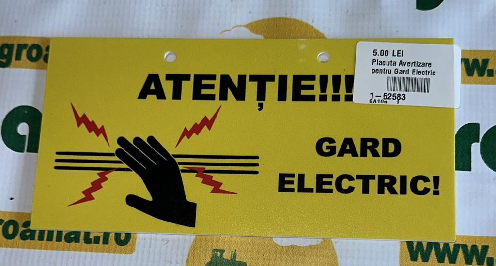 Placuta Avertizare pentru Gard Electric