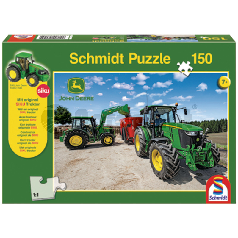 Puzzle, John Deere + tractor Original SIKU 150 de piese