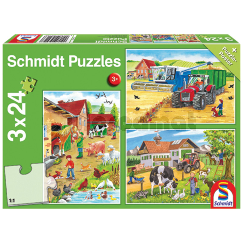 Puzzle, la ferma, 3 x 24 piese