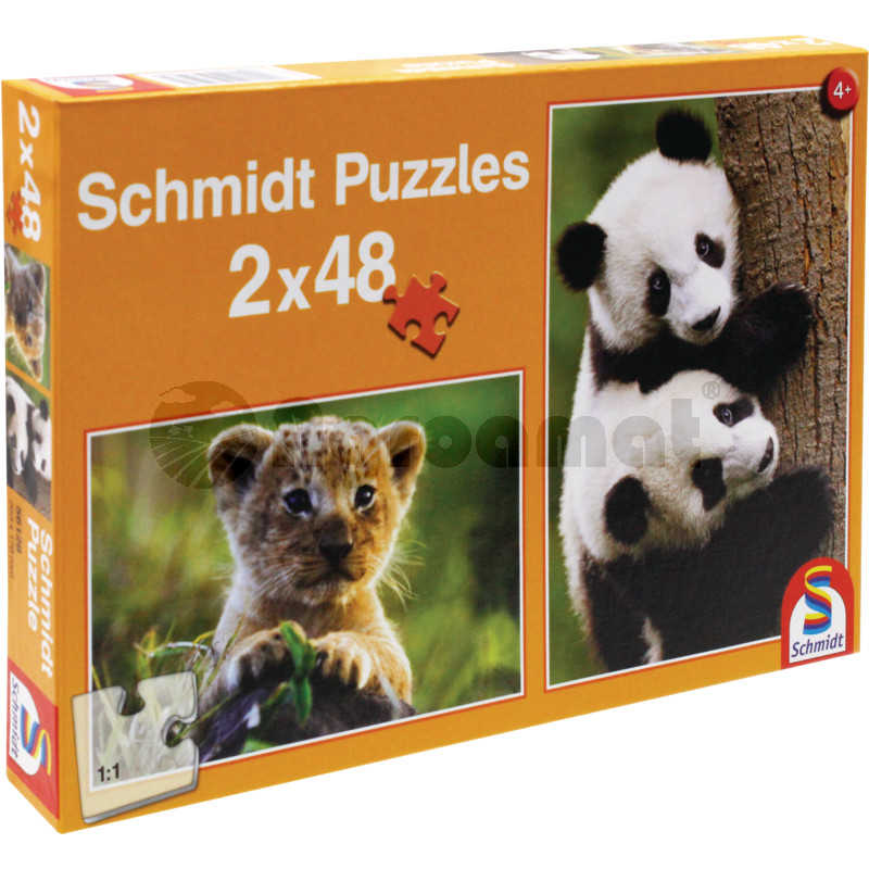 Puzzle, animale mici dragalase, 2 x 48 de piese