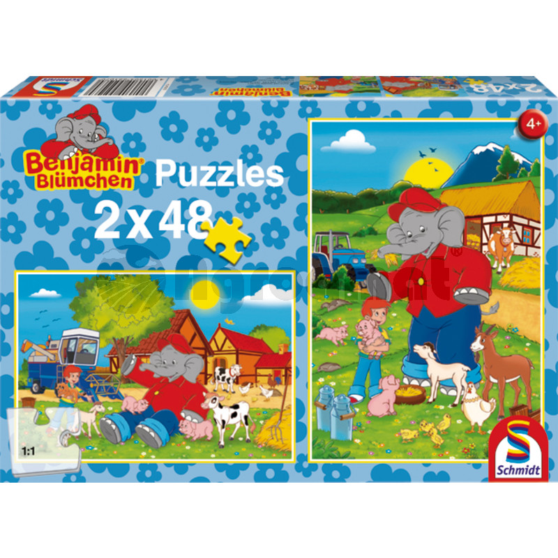 Puzzle, Benjamin Blümchen - la ferma 2 x 48 piese