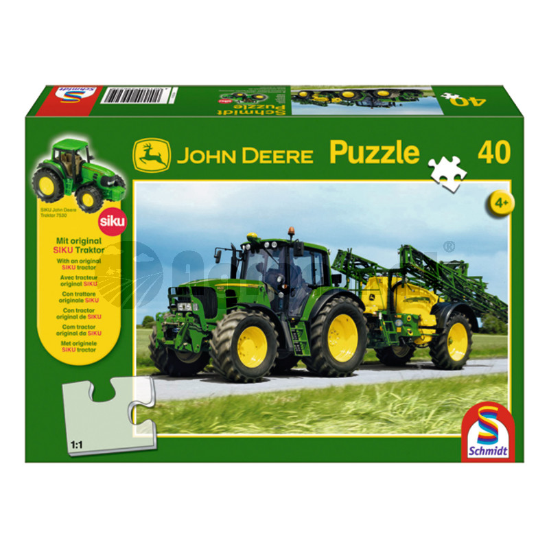 Puzzle, John Deere 6630 cu stropitoare camp + tractor Original SIKU Traktor, 40 de piese