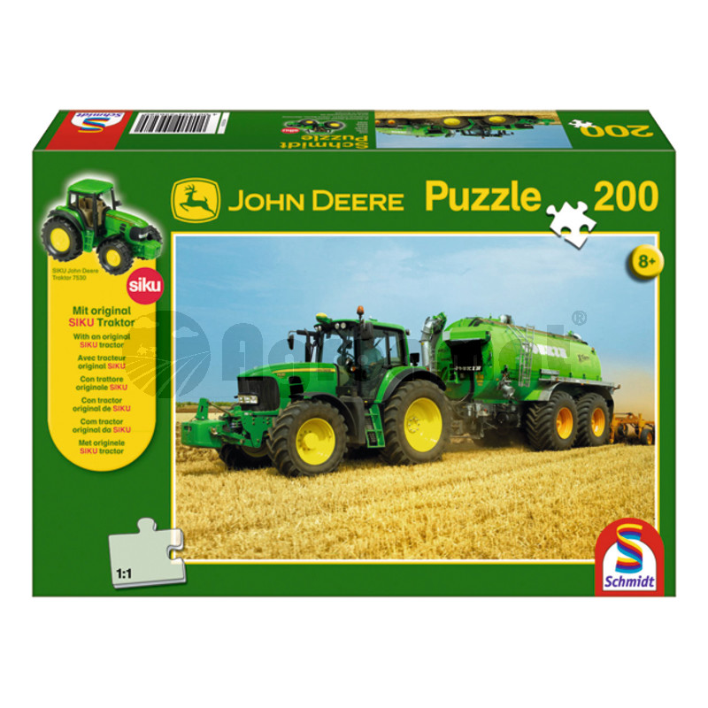 Puzzle, John Deere 7530 cu vidanja + tractor Original SIKU Traktor, 200 de piese