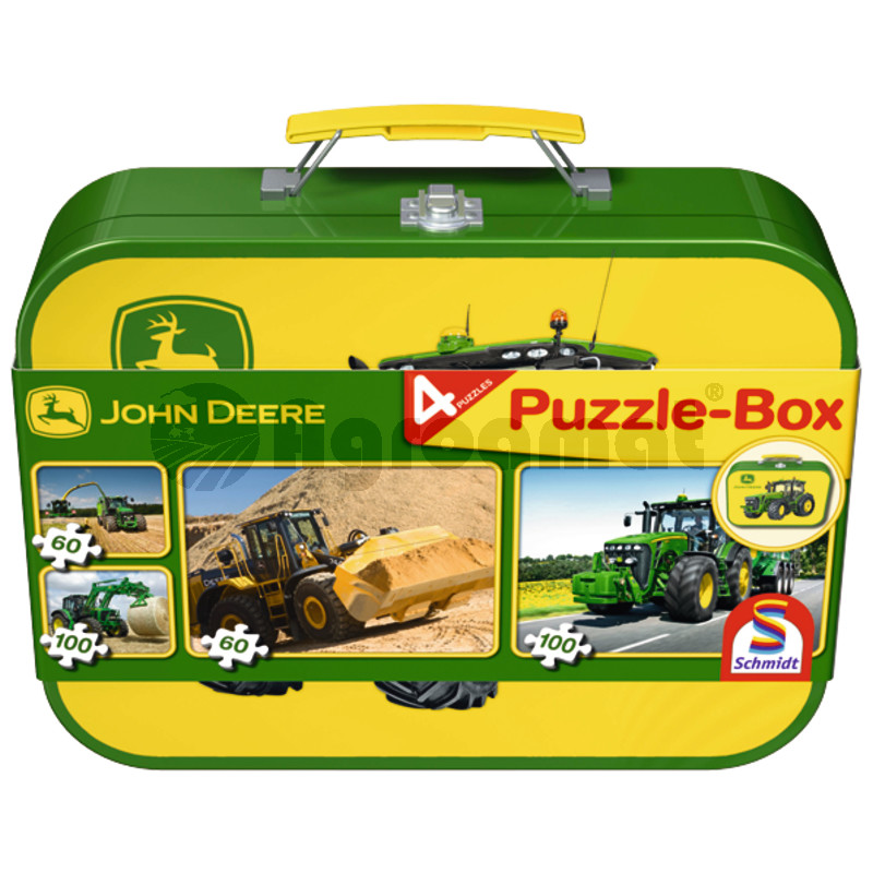 Cutie pentru puzzle-in cutie metalica, John Deere, 2 x 60, 2 x 100 piese