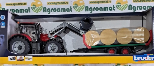 [AMAT2-16624] Tractor Case IH Optum 300 CVX cu încărcător frontal și remorcă baloți