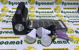 [AMAT1-46328] Kit Iluminat Portalbil LED cu 3 Becuri , Panou Solar, Radio FM