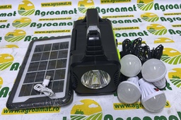 [AMAT1-46329] Kit Iluminat Portalbil LED cu 4 Becuri , Panou Solar Radio FM